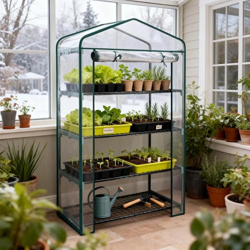 Garden 50% Extra Wide Mini Greenhouse 4 Tier Portable Plant Green House 40in Wide (4-Tier)