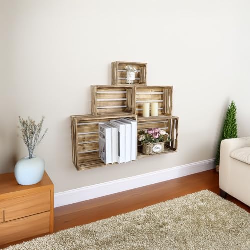 Set of 5 Large Wooden Crates (5 Count)