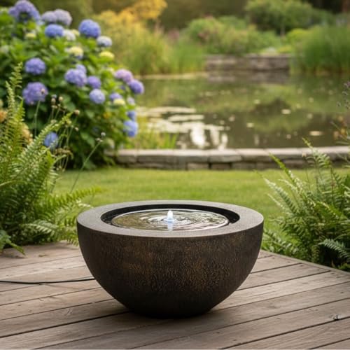 9.65" H Round Sphere Water Fountain Indoor (Bronze / 9.65"H)