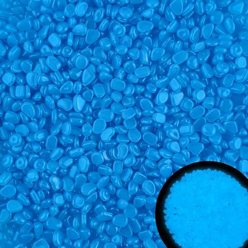 1000pc Glow in The Dark Blue Stones Blue Rocks for Garden Luminous Pebbles Glow Stones Glowing Rocks Outdoor Luminous Stone for Fish Tank Garden Patio Aquarium Walkway Driveway (1000 Count)