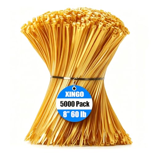 5000 PCS Gold Zip Ties 8 Inch (8 Inch(60 lbs, 5000 pcs) / Gold)