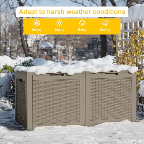 34 Gallon Deck Boxes Resin Outdoor Storage Box UV Resistant Outside Deck Box with Lockable Lid for Patio Furniture (Gray / 34 Gallon)