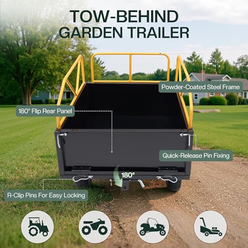 500 LBS ATV UTV Tow Behind Dump Cart