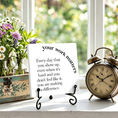 Motivational Quote for Home Office Book Shelf Table Decor 6.3x6.3 Inch 07 (Multicolor 1706 / Wooden sign with iron frame（6.3 x 6.3 inches）)