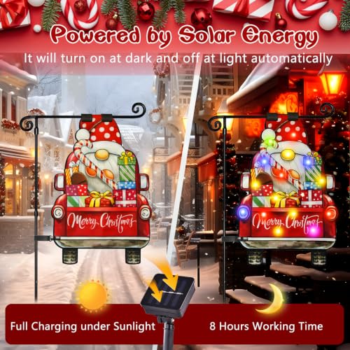28x40 Solar Christmas Dwarf Garden Flag (Dwarf-Colorful-28x40 / 28×40inch)