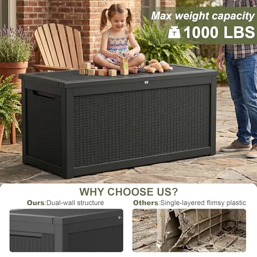 325 Gallon Outdoor Storage Box Waterproof (Black / 325 Gallon)
