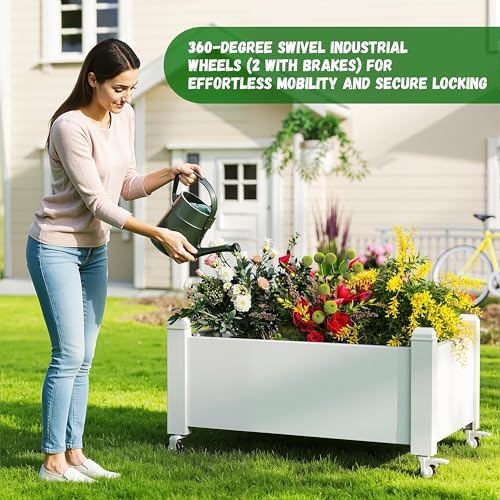 Small Raised Garden Bed with Wheels (Ashen / 30.04*17.72*17.56)