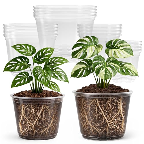Clear Nursery Pots with Drainage Holes (5/6/8/10 Inch-16Pcs)