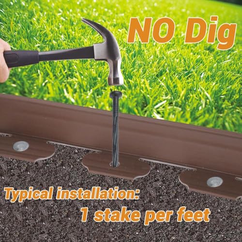 Landscape Edging (Brown-33Feet-2in / Plastic Stakes)