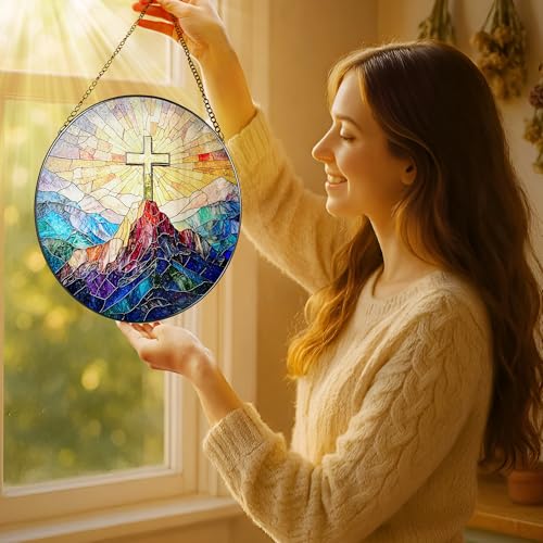 Stained Glass Suncatcher (Religious Cross)