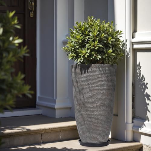 9 Gallon Tall Large planters for Outdoor (Colored Limestone / 21IN)