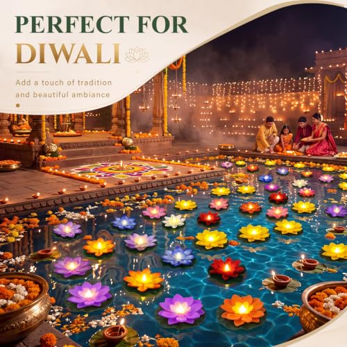48 Pcs Floating Lotus LED Lights (8 Colors / 3.94 Inch)