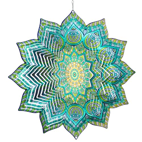 Wind Spinner Mandala Peacock Flower (009-8green Mandala Peacock Flower)