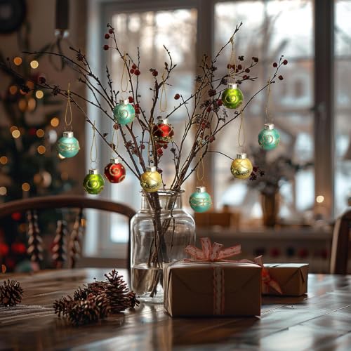 48 Pcs Christmas Mini Glass Ball Ornaments (B Style / 48 Pcs)