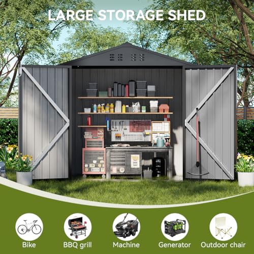 Shed Outdoor Storage Shed Metal (Gray / 8'*6')