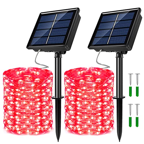 2 Pack Solar Powered Fairy String Lights Outdoor Waterproof 8 Modes Twinkle Christmas Decorations Lights (2 Count)