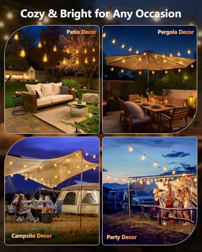 52FT Solar String Lights Outdoor (52FT(15+1 Sockets))