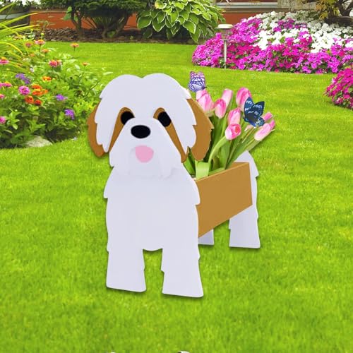 Brown Shih Tzu Dog Planter Pots