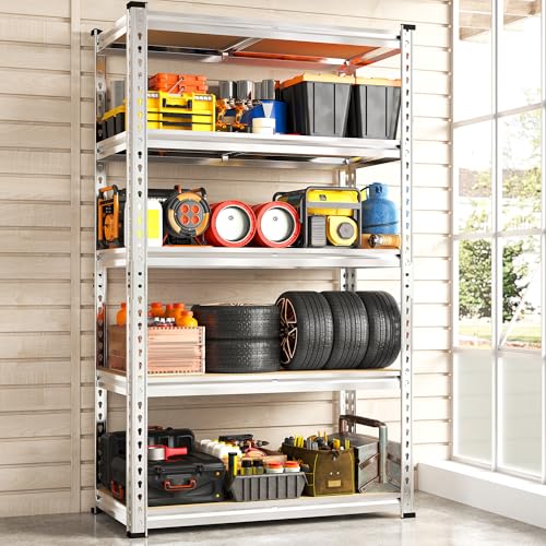 Storage Shelves 2020LBS Garage Shelving Heavy Duty Metal Shelving Adjustable 5 Tier Pantry Shelves for Garage Pantry Closet Kitchen Basement 28" W x 12" D x 59.8" H (28"W x 12"D x 59.8"H)