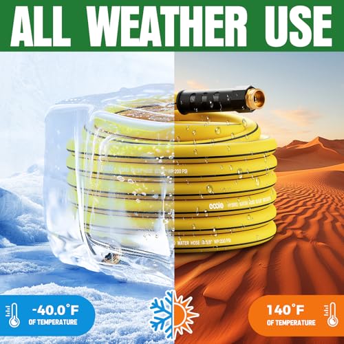 Heavy Duty Garden Hose 75ft (Black+Yellow / 75ft)
