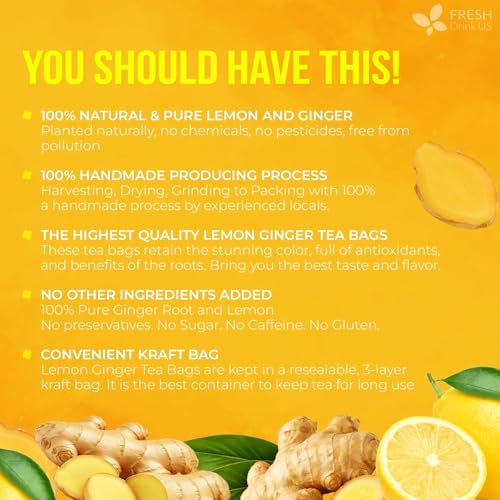 Premium 150 Bags Lemon Ginger Tea (1 Count)