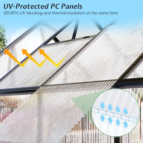 8x12Ft Polycarbonate Greenhouse (8x12x6.7 FT)
