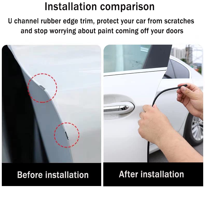 Car Door Edge Guards Self Adhesive Rubber U Channel Edge Trim Metal Edge Protection Guard for Most Car Doors (5 Foot)