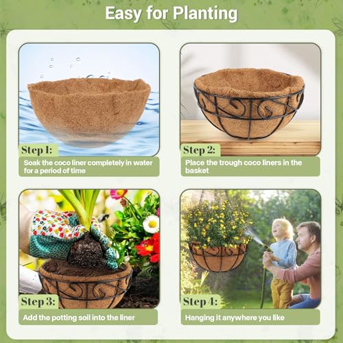 2 Pack 12 inch Metal Hanging Baskets for Plants Outdoor (2 Count)