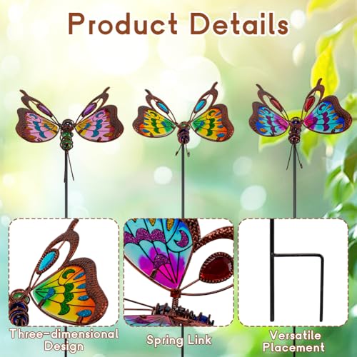3 Pack Butterfly Decorative Garden Stakes (Butterfly-b)