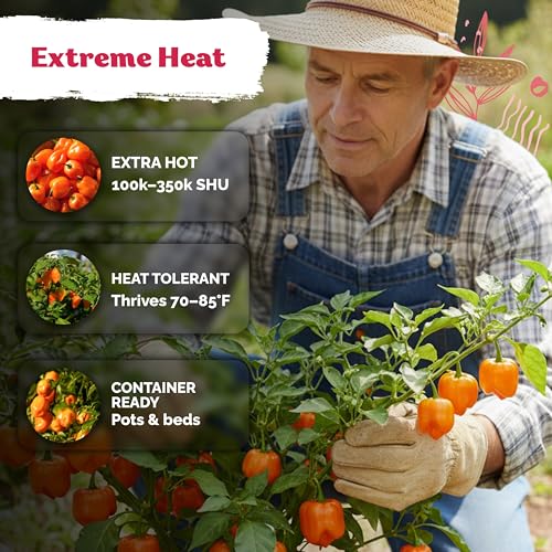 100 Orange Habanero Hot Pepper Heirloom Vegetable Seeds