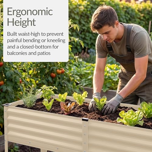 72x24x30in Non Toxic Galvanized Raised Garden Bed (72x24x30in / Beige)