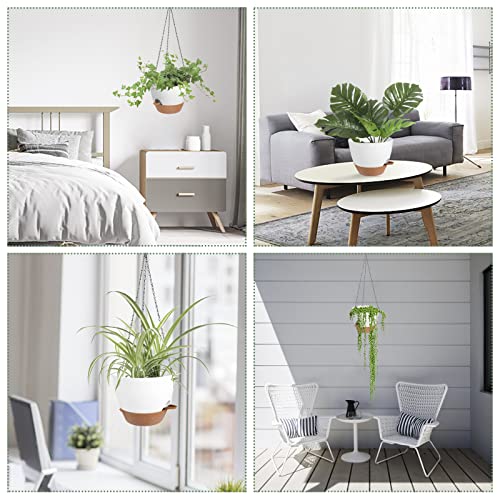 10 Inch Self Watering Hanging Planters for Indoor Outdoor Plants (10'' / White)