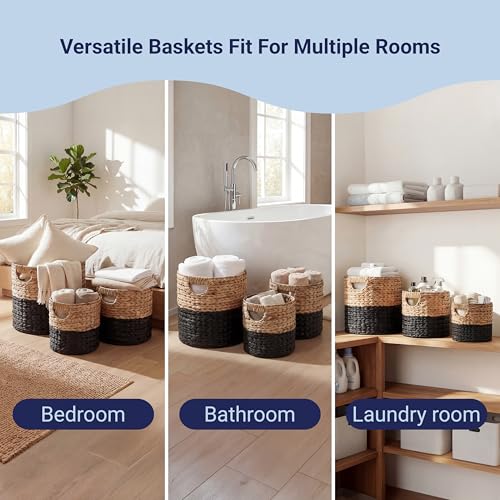 Avery 3 Piece Cylinder Nesting Baskets 13" (Black/Natural)