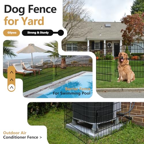 16 Panels Decorative Garden Fence with Lock (33in(H) X 38.67ft(L))