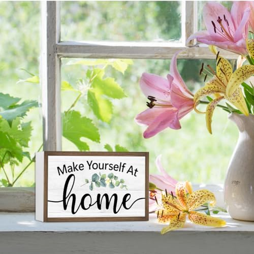 Make Yourself at Home Wooden Box Sign Desk Decor (Make Yourself at Home)