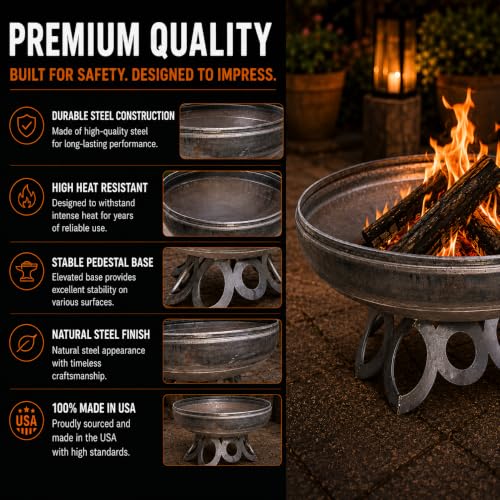 Liberty 24” Wood Burning Fire Pit Carbon Steel with Circular (Circular Base / 24" Diameter)