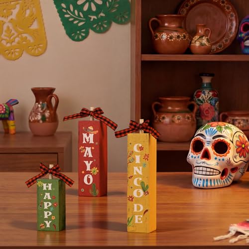 Smile Happy Cinco De Mayo Vertical Wooden Block Decor (Cinco)