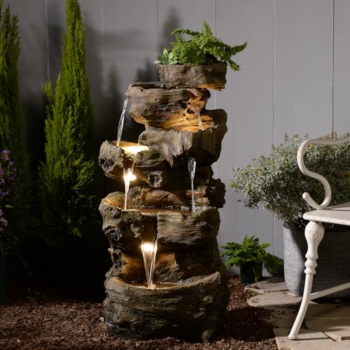 40.6" H Wood Like Water Fountain Indoor & Outdoor 5 (Wood - 40.6 Inch)