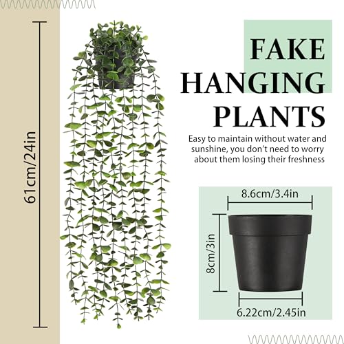 2Pcs Fake Hanging Plants with Pot (Eucalyptus Vines / 2Pcs Plants with Pot)
