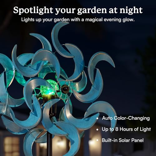 87" Wind Spinner Outdoor with Solar Light (Azure Moon-Solar Light Version)