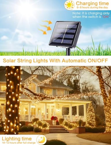 Solar String Lights Outdoor (Warm White / 4 Pack(200LED))