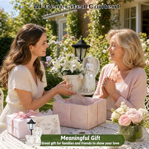 Solar Angel Outdoor Garden Statues with Lantern & Flower Pot (Angel)