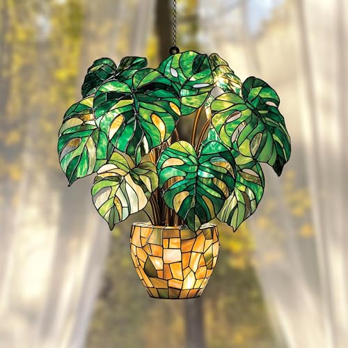 Monstera Leaves Acrylic Suncatcher Window Hanging Plant Mom Gift Garden Decor Plant Lover Gift (1-fba-ctm-evg-d581-g.1 / 4")