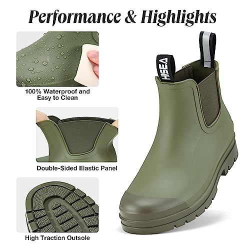Women's Short Rain Boots Waterproof Ankle Chelsea Boots