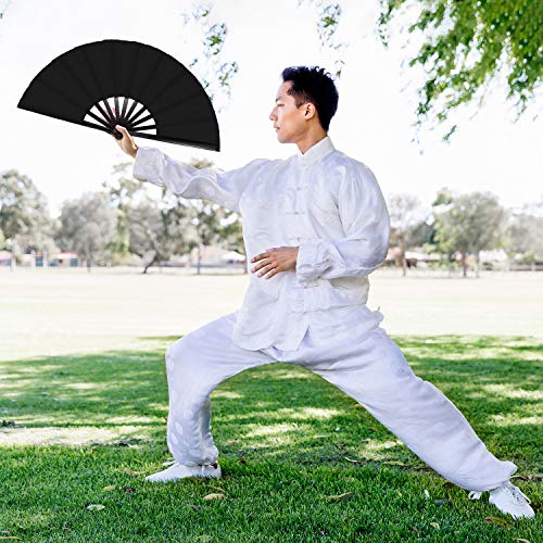 4 Packs Large Folding Hand Fans (Black)