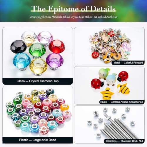 264Pcs Beaded Animal Garden Stakes Fairy Wand 12in Threaded Rods (Animal)