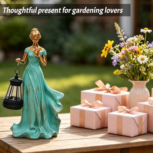 Solar Garden Statue Outdoor (Girl in Green Gown)