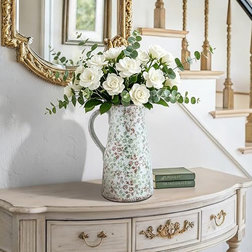 Decorative Pitcher Vase (03-green and Beige-12.2 Inch)