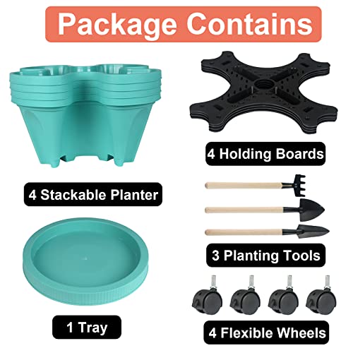Vertical Planter Tower (Teal / 4 Tier)