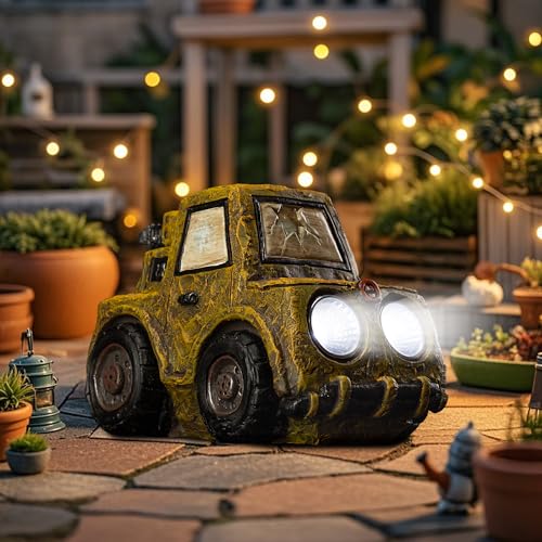 Solar Car Statue Outdoor Garden Decor (Truck)